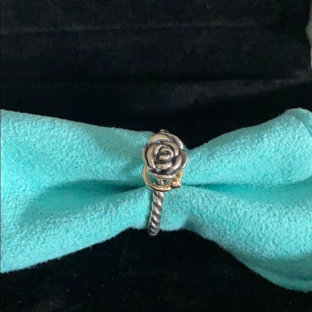 Pandora 14k & Stirling silver retired rose ring